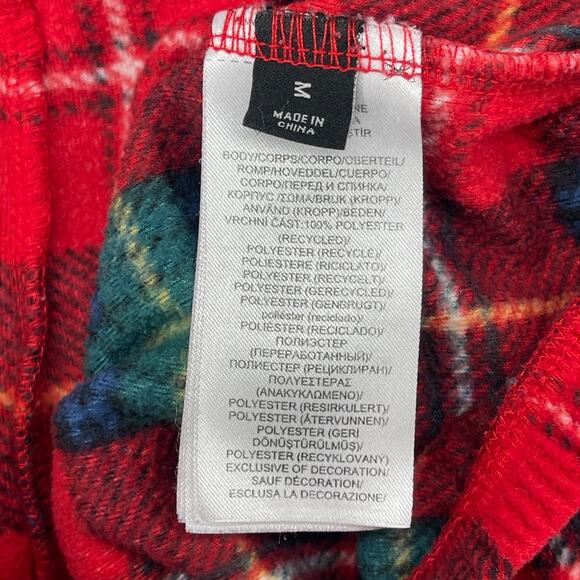 LAUREN RALPH LAUREN Pajamas Womens M Fleece Plaid Tartan Button Up Pants Red - Picture 13 of 16